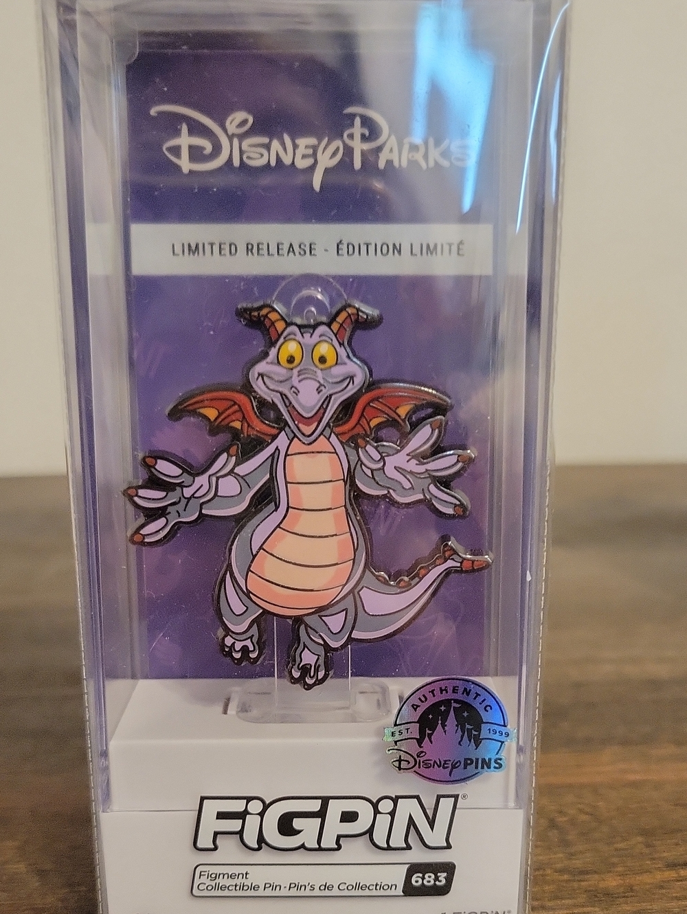 Disney Figment Enamel Pin – Purple & Peach Dragon